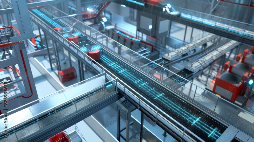 futuristic AI powered factory or production line futuristic AI powered factory or production line