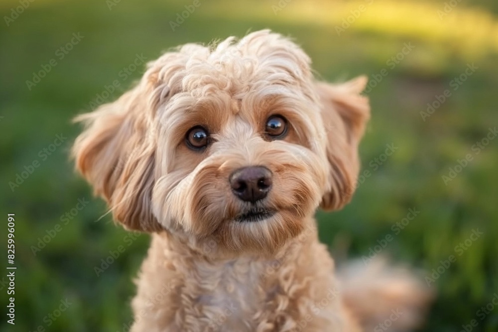 An adorable dog is captured looking up at the camera with wide, expressive eyes full of curiosity and affection. The background is softly blurred. An adorable dog is captured looking up at the camera with wide, expressive eyes full of curiosity and affection. The background is softly blurred.