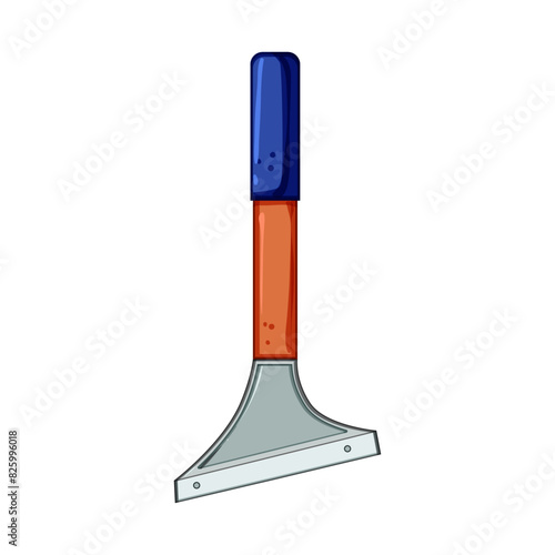 blade paint scraper cartoon. old hammer, line er, removing carpenter blade paint scraper sign. isolated symbol vector illustration