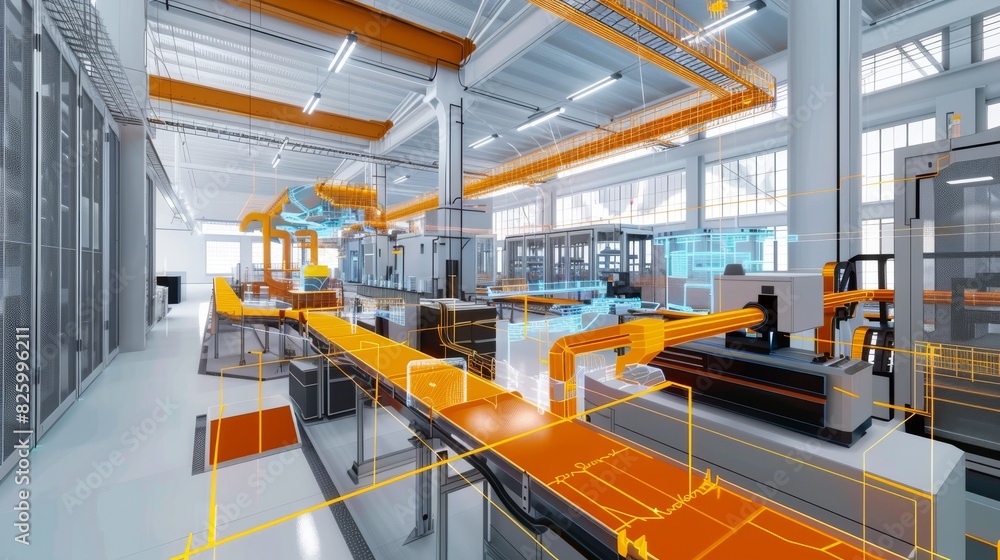 futuristic AI powered factory or production line futuristic AI powered factory or production line