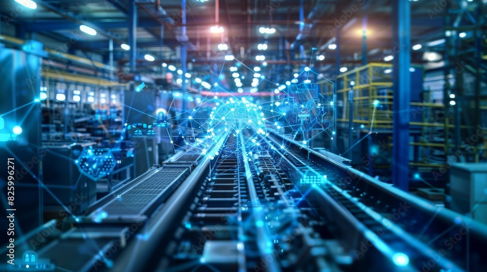 futuristic AI powered factory or production line futuristic AI powered factory or production line