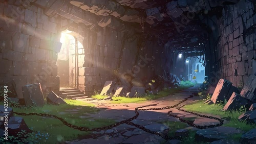 old tunnel passage, legacy anime style 4k