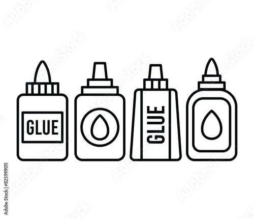 glue bottle icons vector simple flat line black white design symbol illustration collections sets templates 