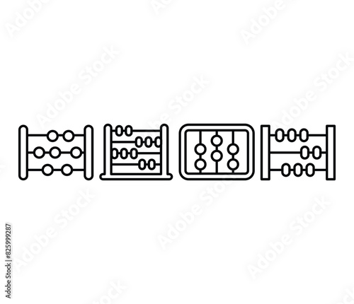 abacus school education icons vector design simple line black white modern illustration collections sets isolated