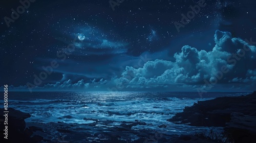 Nighttime ocean scenery