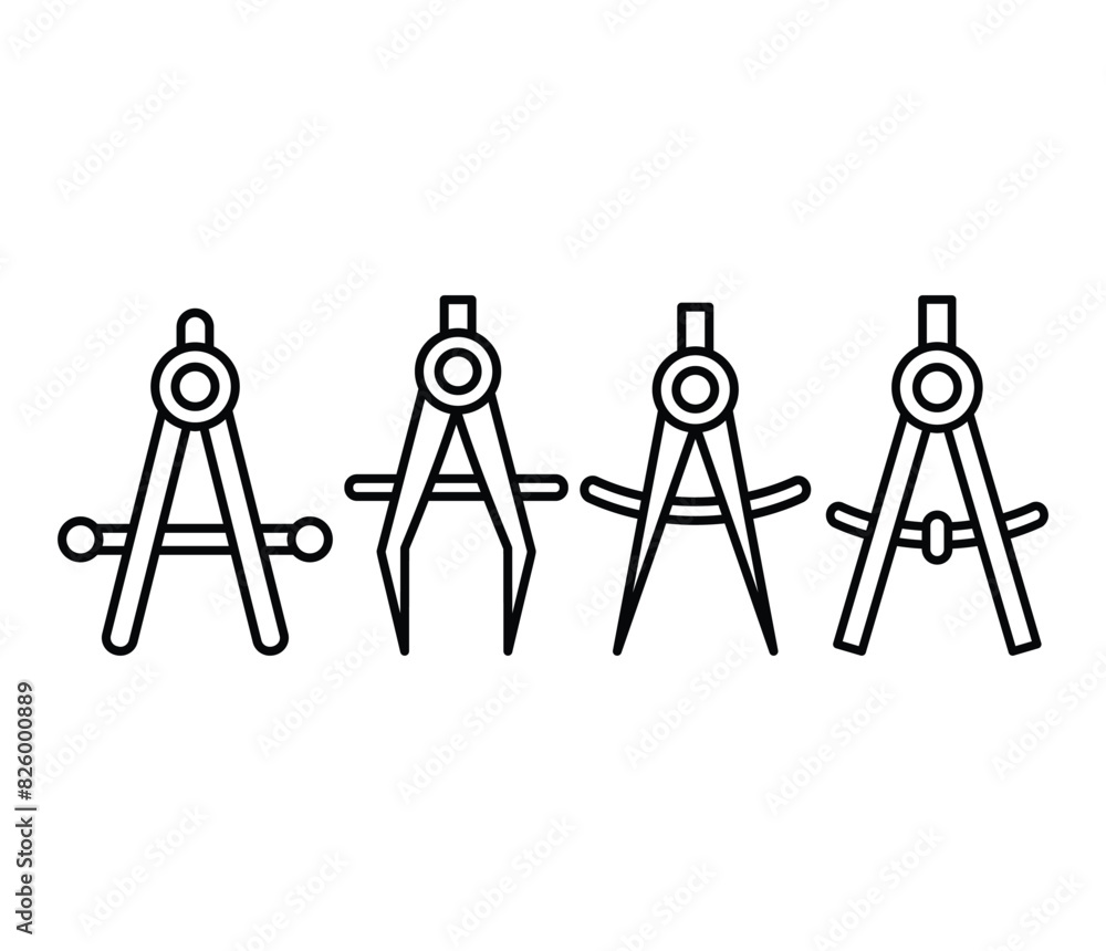 compass divider icon vector design simple line black white illustration collections template sets compass divider icon vector design simple line black white illustration collections template sets