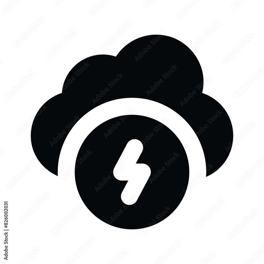 Lightning bolt with cloud, icon of weather thunderstorm in modern style Lightning bolt with cloud, icon of weather thunderstorm in modern style