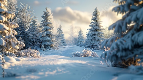 Natural beauty of snow-covered trees in a winter wonderland © Be Naturally
