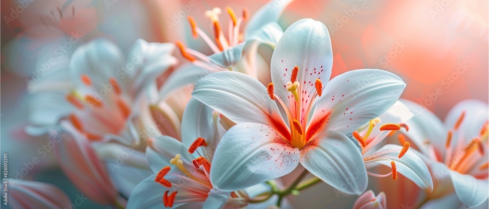 Close-up of spring flowers in vibrant colors like pink, orange, and yellow, blooming in a lush garden, showcasing their natural beauty and delicate petals Close-up of spring flowers in vibrant colors like pink, orange, and yellow, blooming in a lush garden, showcasing their natural beauty and delicate petals