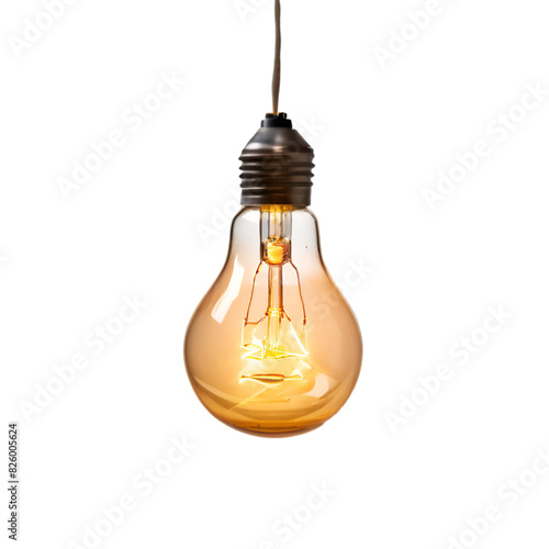 hanging light bulb isolated on a transparent background