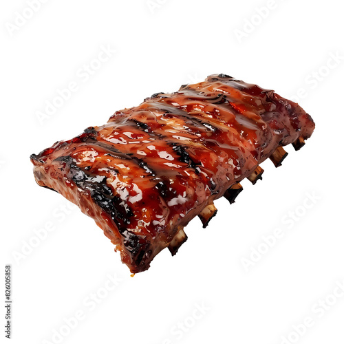 Delicious bbq rips on transparent background illustration design. Generative ai meat art.