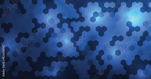 Background of hexagon geometric dark blue pattern bright. healthcare medical and technology background.Graphic digital science concept design.	