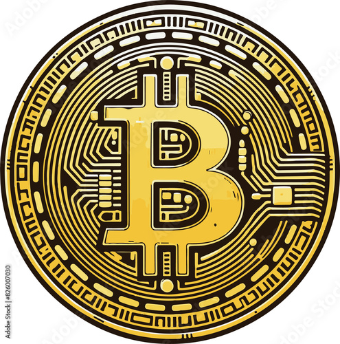 Vector Illustration of Gold Bitcoin