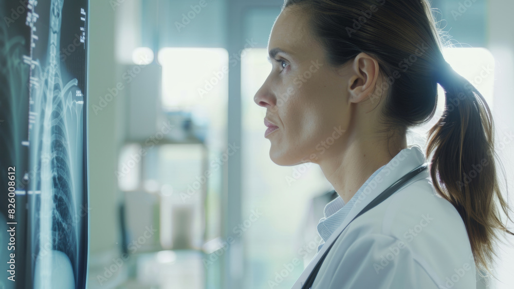 Radiologist examines X-ray images, ensuring patient health with expertise and care. Radiologist examines X-ray images, ensuring patient health with expertise and care.