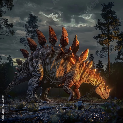 dinosaur Stegosaurus in the dark © hallowen