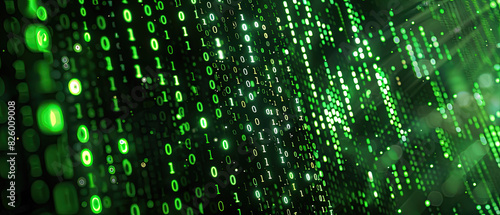 Obraz na płótnie Green binary code data stream