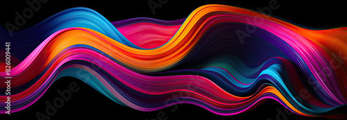 Colorful abstract waves on a black background