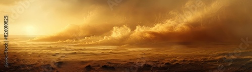 The photo shows a beautiful landscape with a sandstorm in the background.