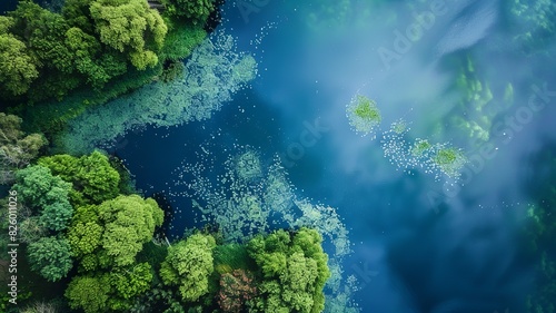 a wonderful waterfront landscape from a bird's eye view, generated by AI