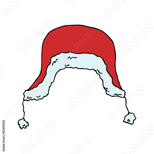 Ear flap hat doodle Hand drawn winter accessories. Single design element for card, print, design, decor