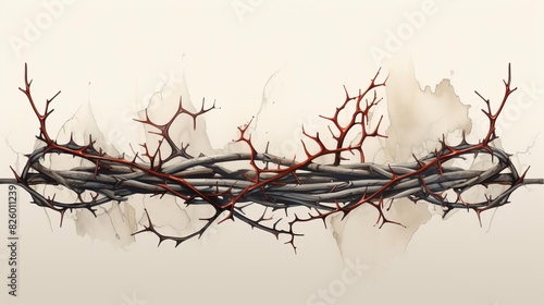 A captivating, thought-provoking image of a cross integrated with an intricate crown of thorns.