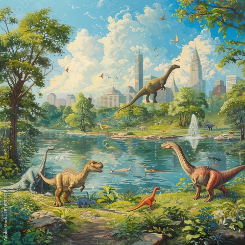 Dinosaurs in the park 