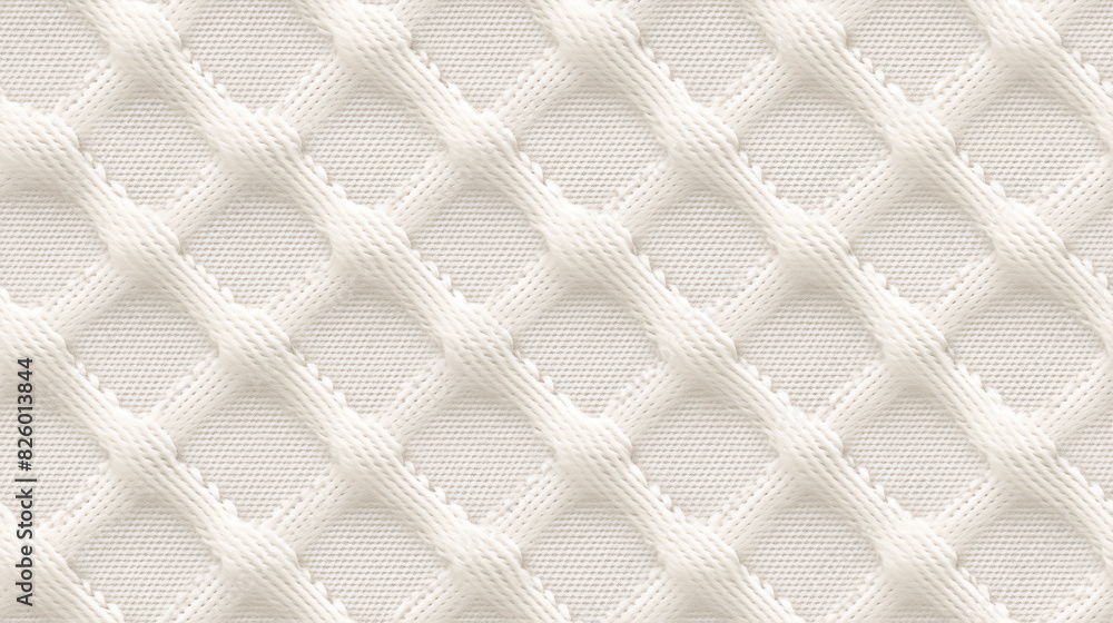 Fototapeta premium Diamond Patterned White Crosshatched Fabric Texture Close-Up