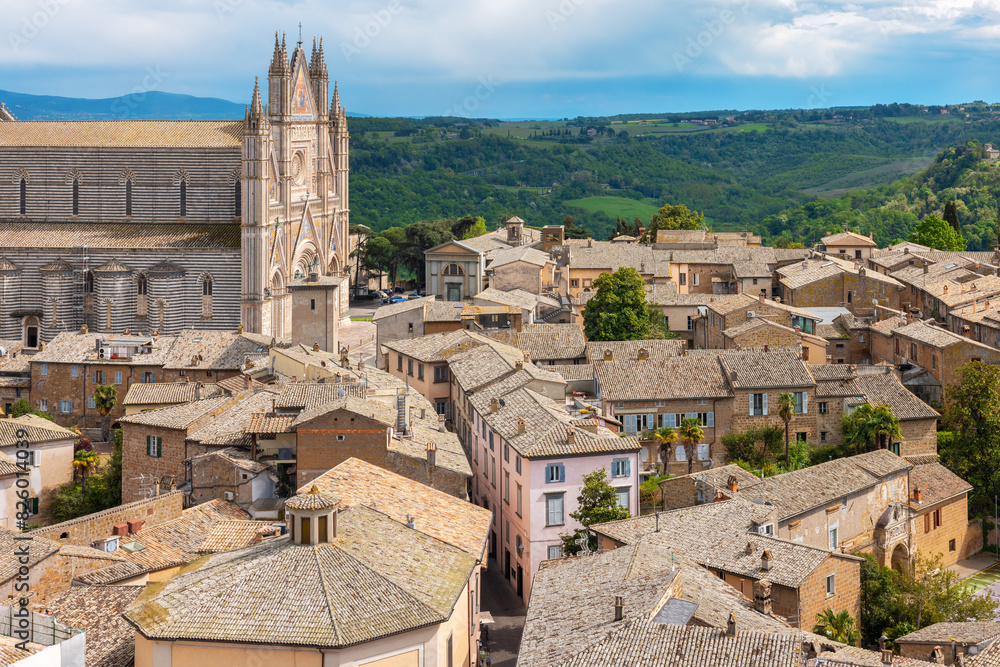 Tiled roofs of Orvieto town. Italy