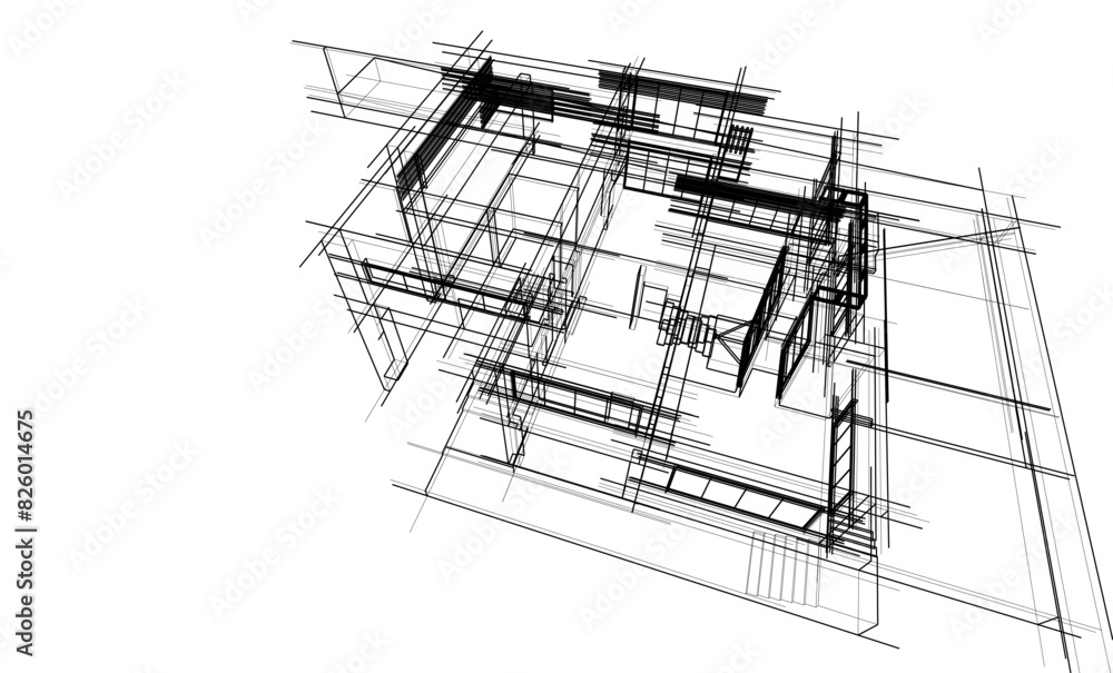 house building sketch architectural 3d illustration house building sketch architectural 3d illustration