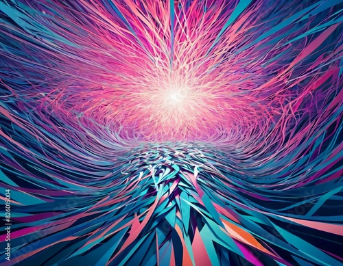 An abstract digital artwork with vibrant pink and blue swirls that create an illusion of movement and energy.. AI Generation
