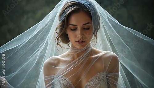 Donna velata: sposa, eleganza, fascino, mistero, bellezza e sensualità photo