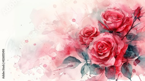 Red watercolor roses.