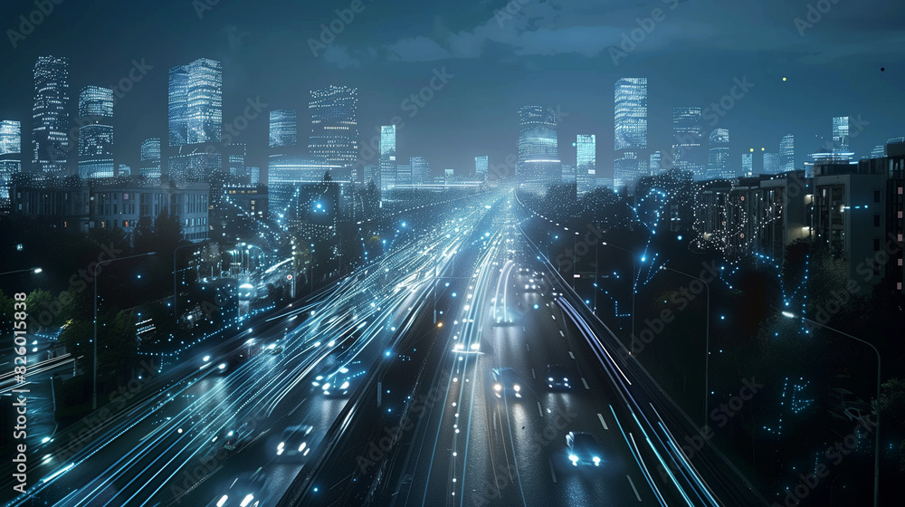 Fototapeta premium Smart Cities: Interconnected Urban Infrastructures for Seamless Efficiency