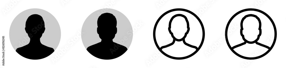 Vector avatar user icon flat designs set. Man and woman vector profile signs Vector avatar user icon flat designs set. Man and woman vector profile signs