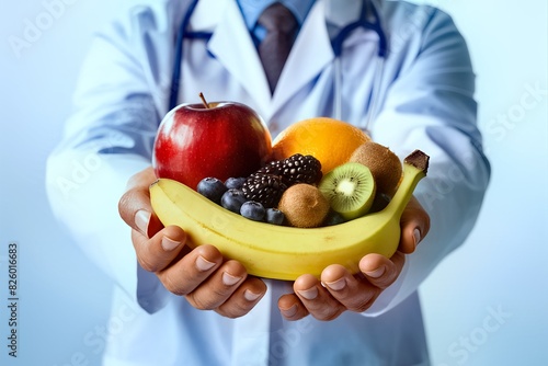 Nutritionist's Hands Full of Fresh Fruit Superfoods photo