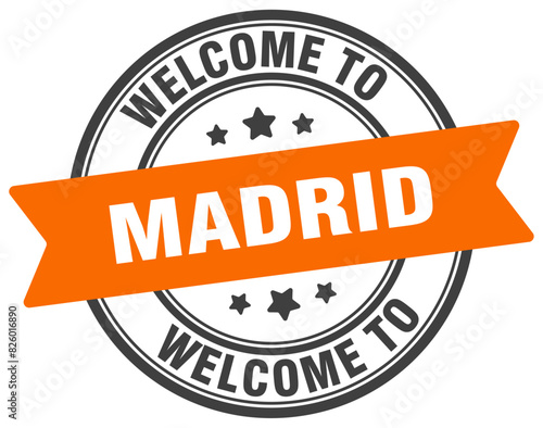 Welcome to Madrid stamp. Madrid round sign