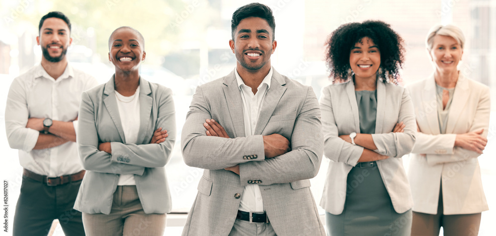 © peopleimages.com - Confidence, diversity or portrait of business people with arms crossed or smile in corporate company. Team, about us or proud financial advisors with leadership or group support for growth in office © peopleimages.com - Confidence, diversity or portrait of business people with arms crossed or smile in corporate company. Team, about us or proud financial advisors with leadership or group support for growth in office
