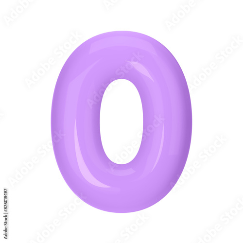 Numeral 9 - Violet Plastic Balloon Number zero Isolated on White Background. 3D Style Vector Illustration