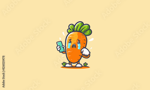 character carrot cry vector illustration mascot flat design