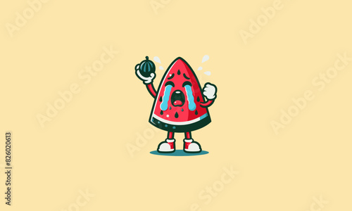 character watermelon cry vector illustration mascot flat design