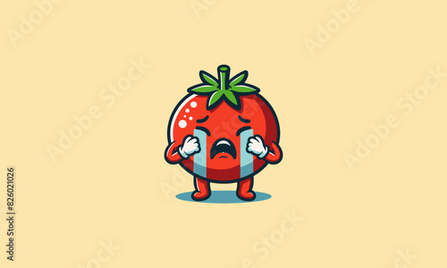 character tomato cry vector illustration mascot design