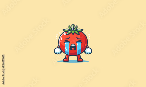 character tomato cry vector illustration mascot design