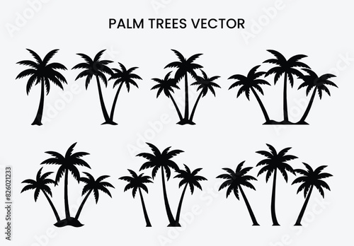 Palm Tree Silhouette, Silhuette Plam Tree, vector Plam tree design, plam tree silhouette, Plam Tree Vector Icon, tropical plam trees icon