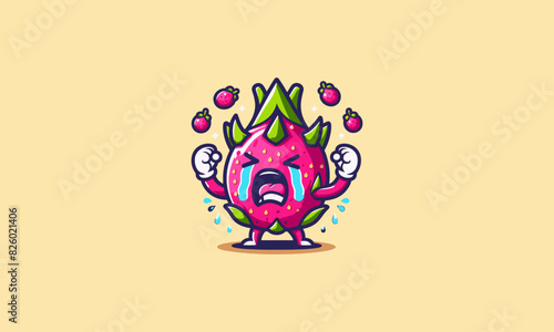 character of dragon fruits vector mascot flat design