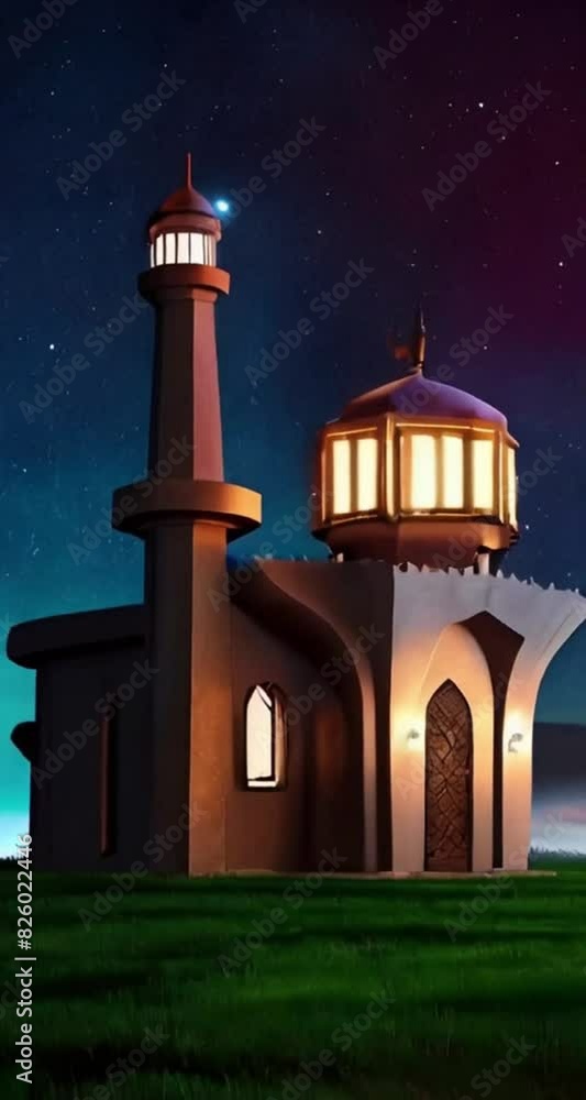 Ultra minimal free video of lighthouse in the night with colorful ...