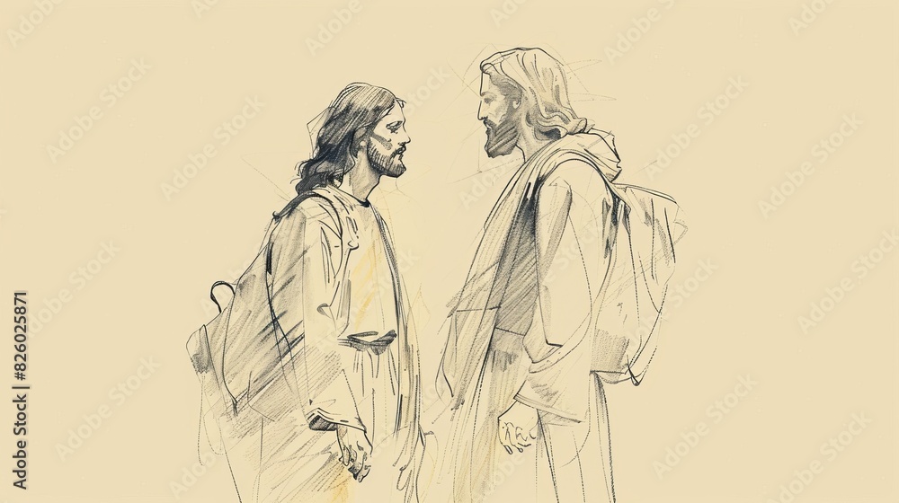 Obraz premium Biblical Illustration of Jesus Assisting in Difficult Decisions, Emphasizing His Guidance