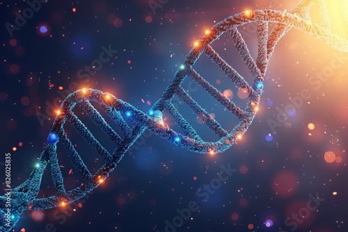 Brilliant neon blue DNA helix in a starry cosmos, representing the boundless possibilities of genetic engineering
