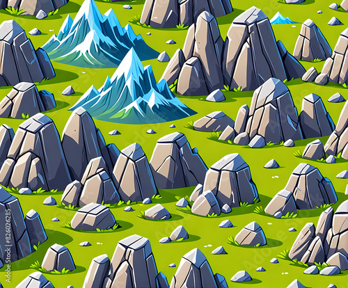Cartoon rock world, background, meadow