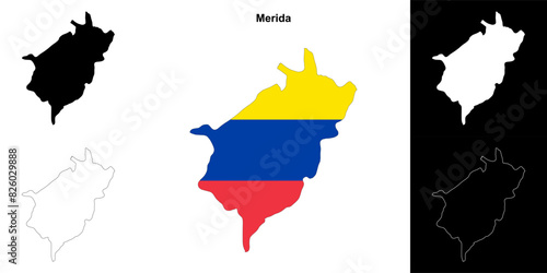 Merida state outline map set