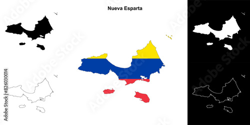 Nueva Esparta state outline map set